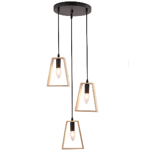 Светильник Ambrella light TR80499/3 BK/LW черный/светлое дерево E14/3 max 60W D350*1000