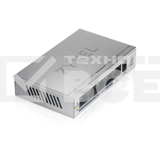 Коммутатор Zyxel GS1005HP Switch PoE +, 5xGE (4xPoE +), desktop, metal, silent, PoE budget 60 W