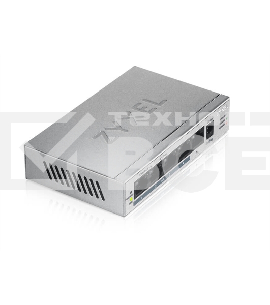 Коммутатор Zyxel GS1005HP Switch PoE +, 5xGE (4xPoE +), desktop, metal, silent, PoE budget 60 W