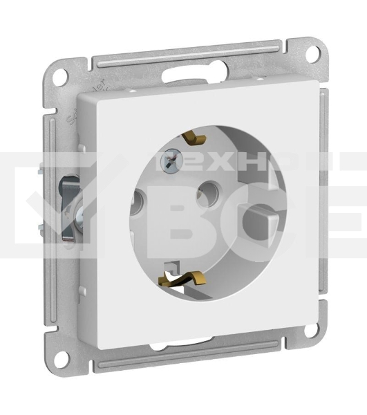 Механизм розетки 1-м СП ATLAS DESIGN с заземл. 16А бел. SchE ATN000143