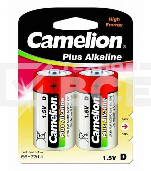 Элемент питания алкалиновый Camelion LR LR20 BL-2 (блист.2шт) 1.5 В