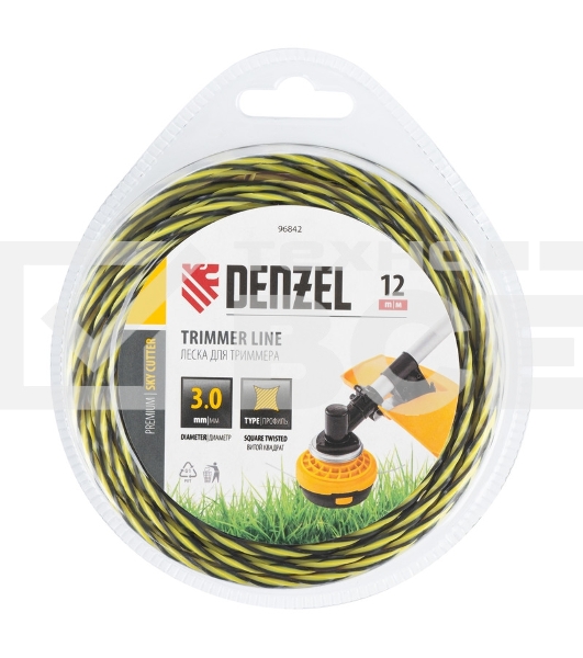 Леска для триммера двухкомпонентная витая квадратная, 3,0мм х 12м, блистер SkyCutter Denzel