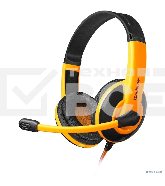 Наушники Defender Warhead G-120 черный/оранжевый кабель 2 м