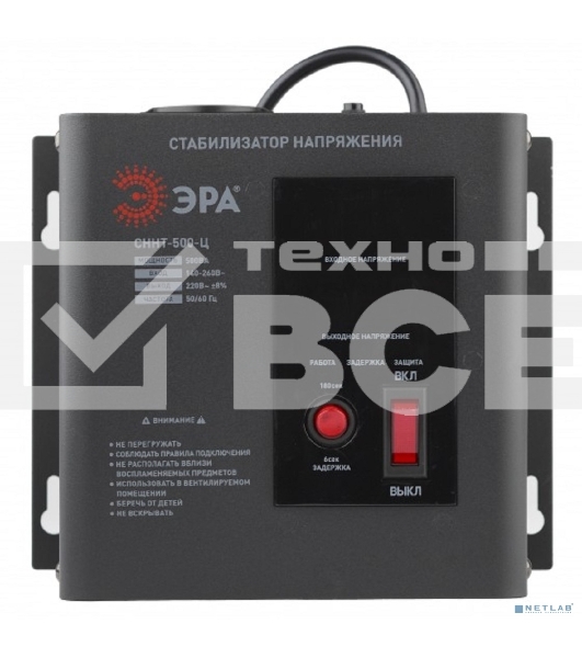 Стабилизатор напряжения ЭРА СННТ-500-Ц, черный