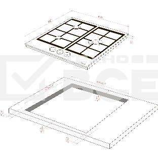Варочная поверхность Monsher MGG 43 Blanc, газ, High-Tech, 45 см, автоматический электроподжиг, газ-контроль, форсунки под сжиженый газ, SABAF конфорки, чугунные решетки, белый