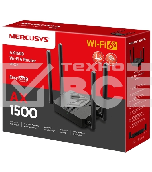 Маршрутизатор Mercusys MR62X AX1500 Wi-Fi 6 Router