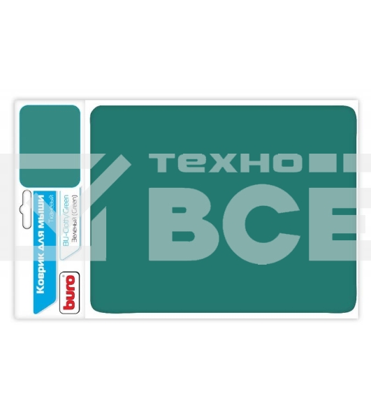 Коврик Buro BU-CLOTH/green Коврик для мыши матерчатый, зелёный, 220 х 250 х 4 мм,