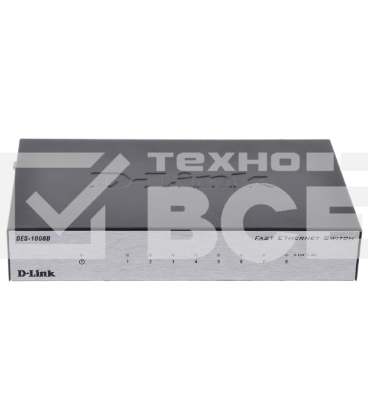 Неуправляемый коммутатор с 8 портами 10/100Base-TX D-Link DES-1008D/(K2A/K3A)RU/J1A/J2A/L2A/L2B