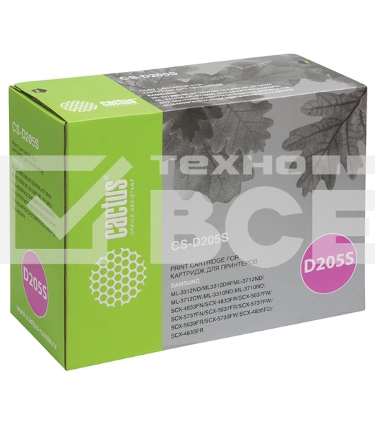 Картридж Cactus CS-D205S черный (2000 стр.) для SAMSUNGML ML-3310D/3310ND/3710D/3710ND/SCX-4833FD/4833FR/5637FR