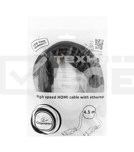 Кабель Cablexpert HDMI CC-HDMI4L-15, 19M/19M, v2.0, серия Light, позол.разъемы, экран, 4.5м, черный, пакет