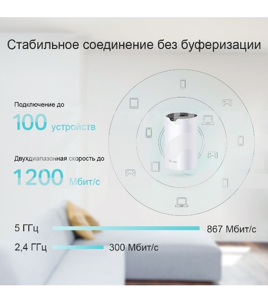 Роутер TP-Link AC1200 whole home WiFi system, 300Mbps at 2.4GHz and 867Mbps at 5GHz, M4R+M3W, 2 Giga Ethernet ports for M4R, support Router and Access Point mode, support IPTV, support IPv6, TP-Link Mesh technology, Auto Path Selection, 802.11k/v/r fast r