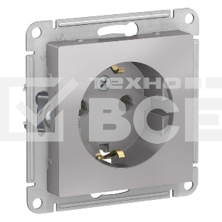 Механизм розетки 1-м СП ATLAS DESIGN с заземл. 16А алюм. SchE ATN000343