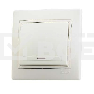Выключатель 1-кл. СП Мира 10А IP20 с подсветкой крем./крем. LEZARD 701-0303-111