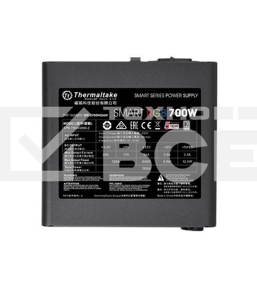 Блок питания Thermaltake Smart RGB (PS-SPR-0700NHSAWE-1), 700Вт, 80 PLUS, 120мм, черный