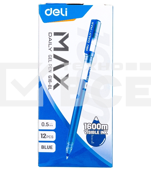 Ручка гелевая Deli EG16-BL Daily MAX 0.5мм синий синие чернила