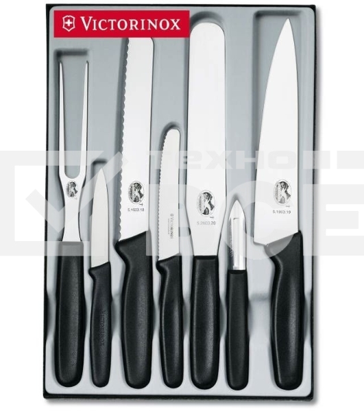 Набор ножей кухон. Victorinox Standart (5.1103.7) компл.:4шт вилка черный подар.коробка