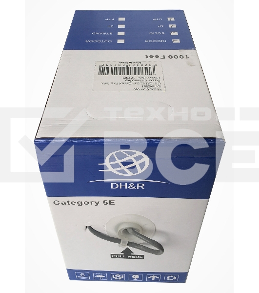 Кабель сетевой Ningbo UTP 4 пары cat5E solid 0.5мм Cu molded 305м серый