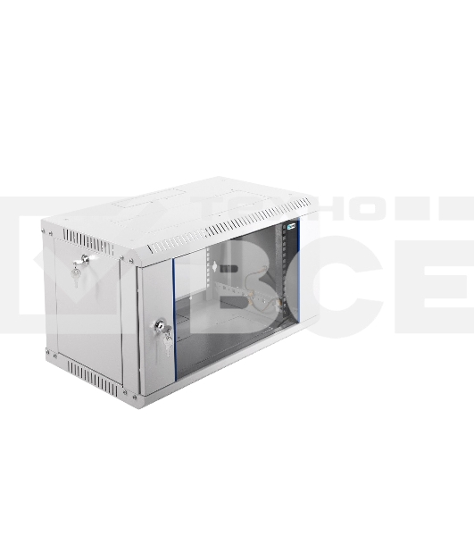 Шкаф настенный ЦМО ШРН-Э-6.350 6U 600x350мм пер.дв.стекл несъемные бок.пан. серый