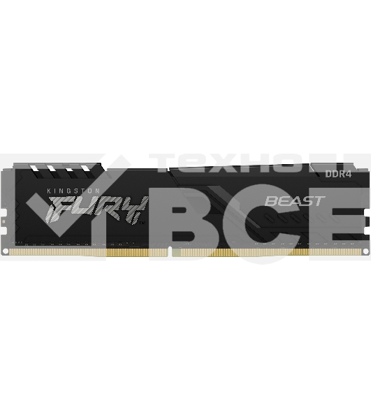 Оперативная память Kingston Fury Beast, DDR4, 8GB (1x8GB), 3600MHz, CL17, с радиатором, черны