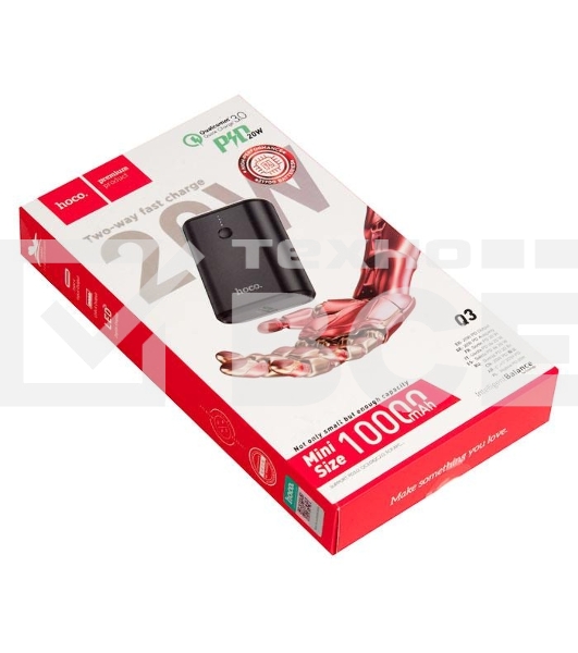 Внешний аккумулятор HOCO Q3 Mayflower быстрая зарядка QC3.0, PD20, USB-A 18W (10000mAh), черный