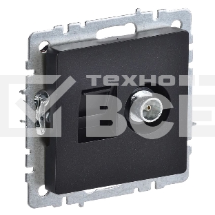 Роз. двойная IEK BRITE TV+RJ45 кат.5E РТВ/РК12-БрЧ черн.