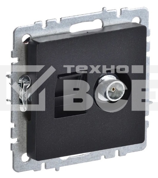 Роз. двойная IEK BRITE TV+RJ45 кат.5E РТВ/РК12-БрЧ черный