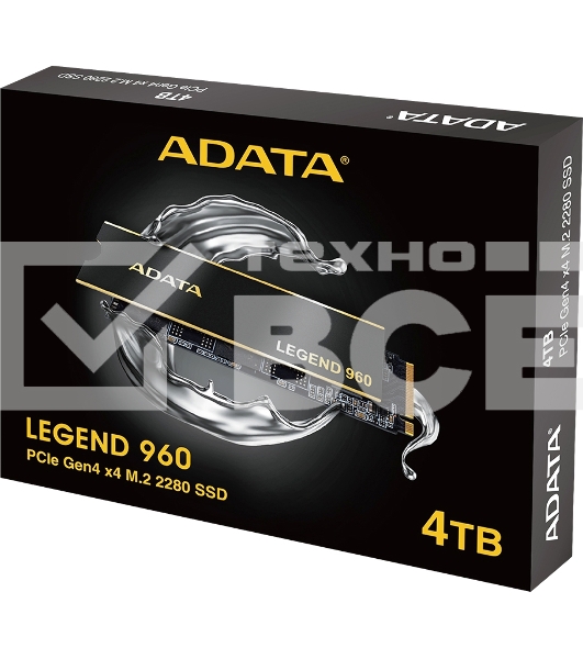 Накопитель SSD ADATA LEGEND 960, 4Tb, PCIe 4.0 x4, M.2 2280, NVMe, R/W 7400/6800, с радиатором
