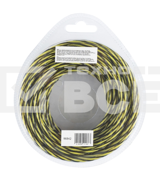 Леска для триммера двухкомпонентная витая квадратная, 3,0мм х 12м, блистер SkyCutter Denzel