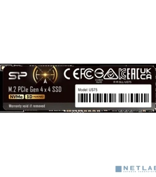 Накопитель SSD Silicon Power US75 SP02KGBP44US7505, 2Tb, PCIe 4.0 x4, M.2 2280, NVMe, R/W 7000/6500