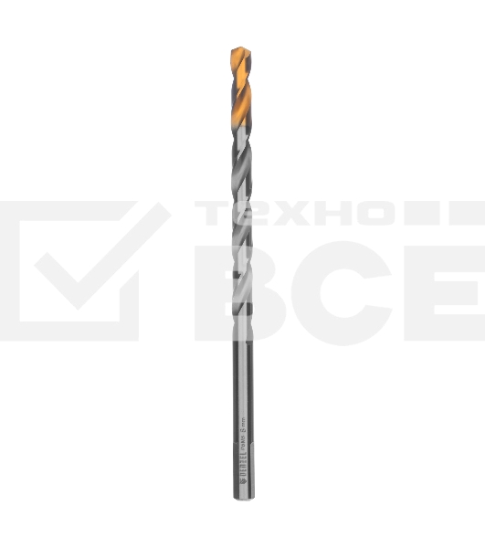 Сверло спиральное по металлу 8 х 165 мм, Р6М5, Golden Tip, удлиненное Denzel