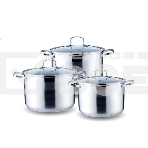 Набор посуды KELLI KL-4217 6 пред. (Кастрюля с жаропрочной стекл. крышкой 5 л. Кастрюля с жаропрочной стекл. крышкой 6.6 л. Кастрюля с жаропрочной стекл. крышкой 8 л. Высококачественная нерж. сталь 18/10. 5-ти слойное капсульное дно.), фото 1