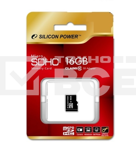 Флеш карта microSD 16Gb Class10 Silicon Power SP016GBSTH010V10 