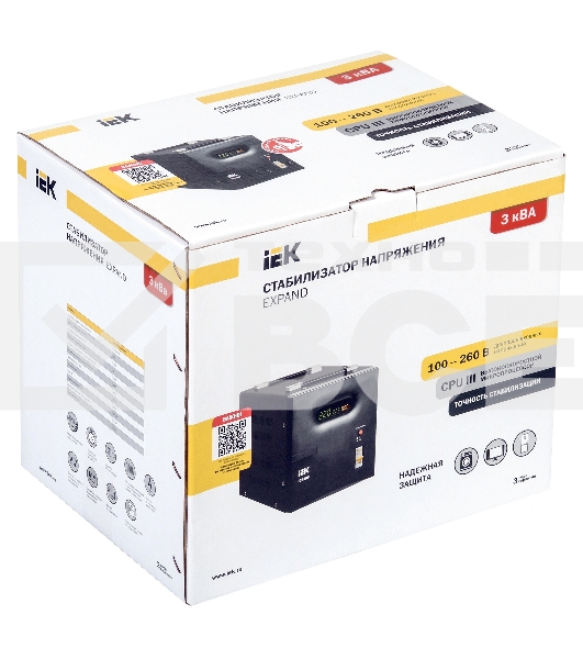 Стабилизатор напряжения IEK Expand 3кВА однофазный черный (IVS21-1-003-11)