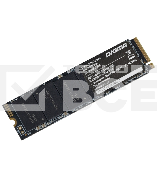 Накопитель SSD Digma Mega S3 DGSM3001TS33T, 1Tb, PCIe 3.0 x4, M.2 2280, NVMe, R/W 2130/1720