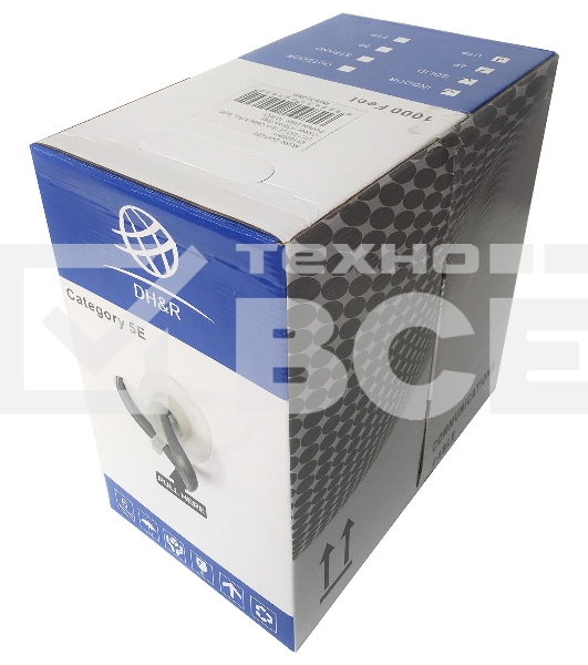 Кабель сетевой Ningbo UTP 4 пары cat5E solid 0.5мм Cu molded 305м серый