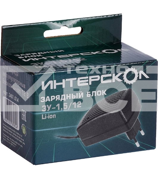 Зарядное устройство 1,5/12 с инд. для аккум. блока 1,5А/ч, 12В, Li-ion Интерскол