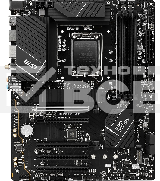 Материнская плата MSI PRO B760-P WIFI DDR4, LGA 1700, Intel B760, 4xDDR4, 4xSATA, 2xM.2, 1xPCIe 4.0 x16, 1xPCIe 4.0 x4, 3xPCIe 3.0 x1, 1xHDMI, 1xDP, 1xRJ45 2.5Gb, Wi-Fi 6E, Bluetooth 5.3, 1xUSB-C 3.2 Gen 2, 2xUSB-A 3.2 Gen 2, 4xUSB-A 2.0, 5x3.5мм, TOSLINK