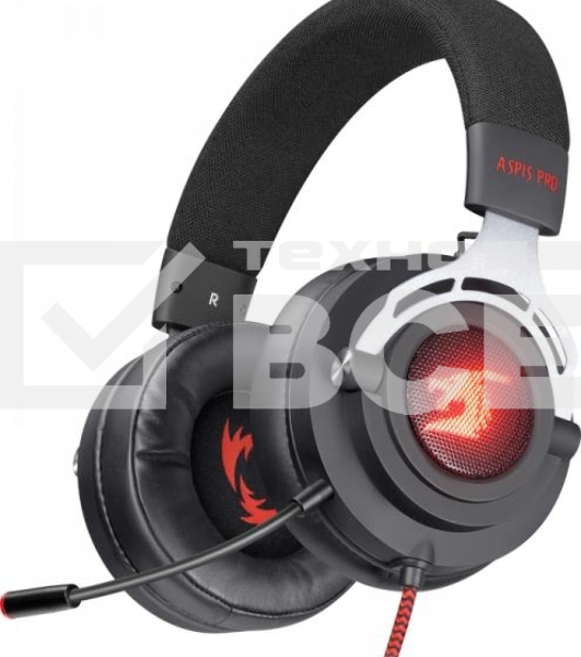 Гарнитура игровая Defender Aspis Pro, для компьютера и игровых консолей, накладные, черный / красный [64221]
