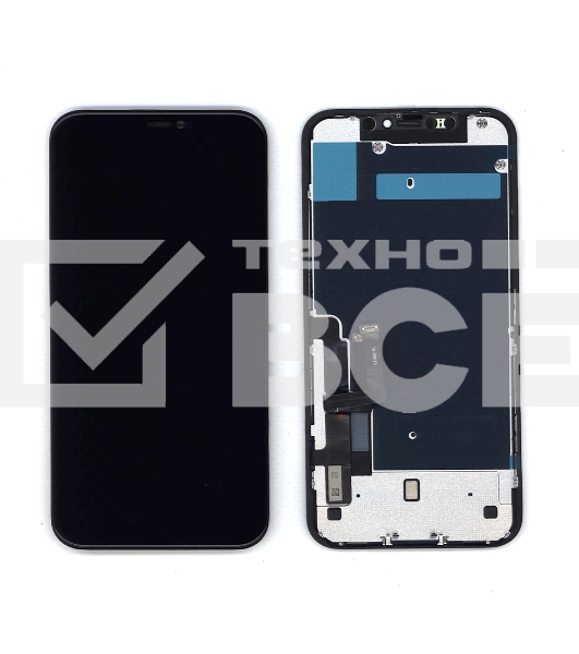 Дисплей для Apple iPhone 11 (AAA) в сборе с тачскрином и металической рамкой черный