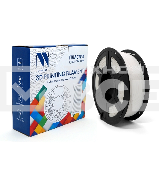 Филамент NVPRINT PLA White для 3D печати диаметр 1.75мм  длина 330 метров  масса 1 кг