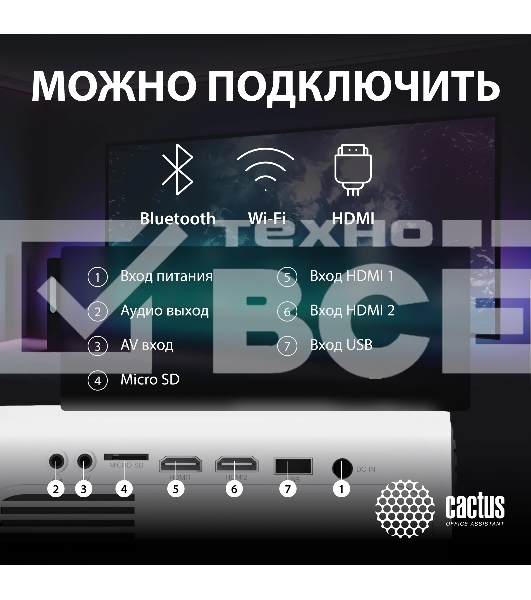 Проектор Cactus CS-PRM.07WT.Full HD LCD 3200Lm LS 320Lm ANSI (1920x1080) 1500:1 ресурс лампы:30000часов 1xUSB typeA 3xHDMI 1.16кг