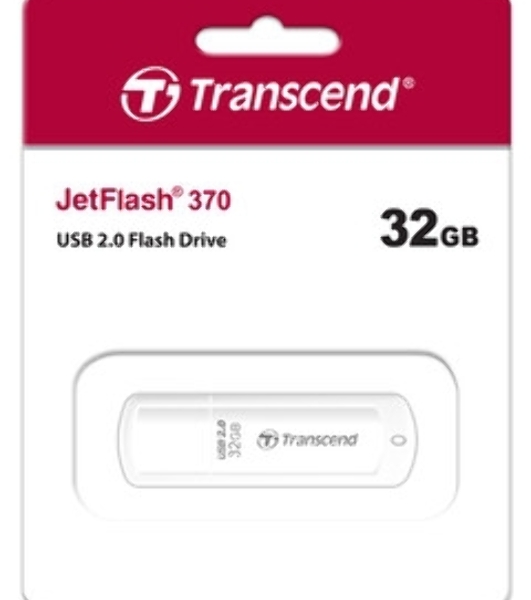 Флешка USB Transcend JetFlash 370 (TS32GJF370), 32Gb, USB 2.0, R/W 12/5, белый