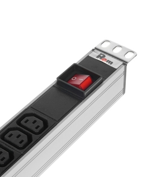 Блок розеток Rem-10 без шнура с фил. и инд., 10 IEC 60320 C13, вход IEC 60320 C14, 10A, алюм., 19' (R-10-10C13-FI-440-Z)
