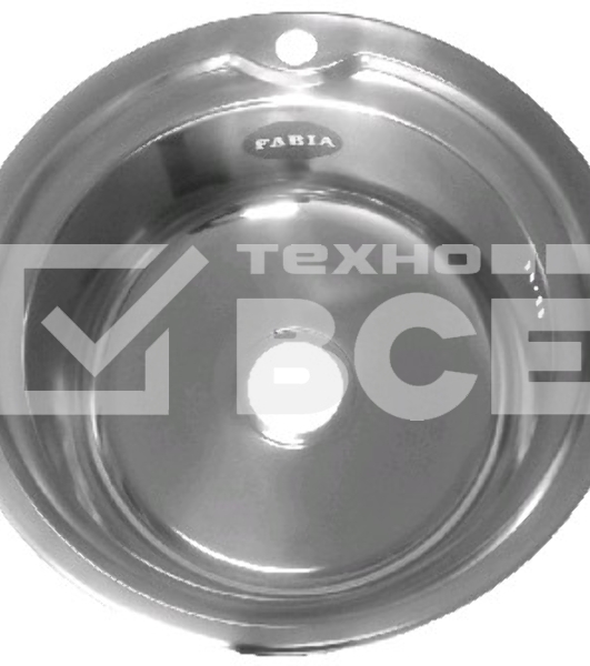 Мойка FABIA 049 Мойка врезная D - 49 см 1 мм + большой сифон с переливом Мойка FABIA 49 см из нержавеющей стали, толщина 0,8 мм, глубина 180 мм + большой сифон с переливом