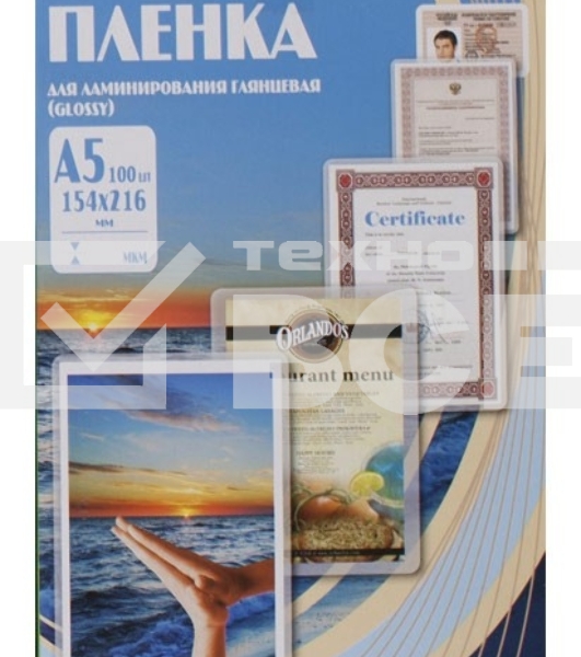 Пленка для ламинирования Office Kit 80мкм A5 (100шт) глянцевая 154x216мм PLP10320