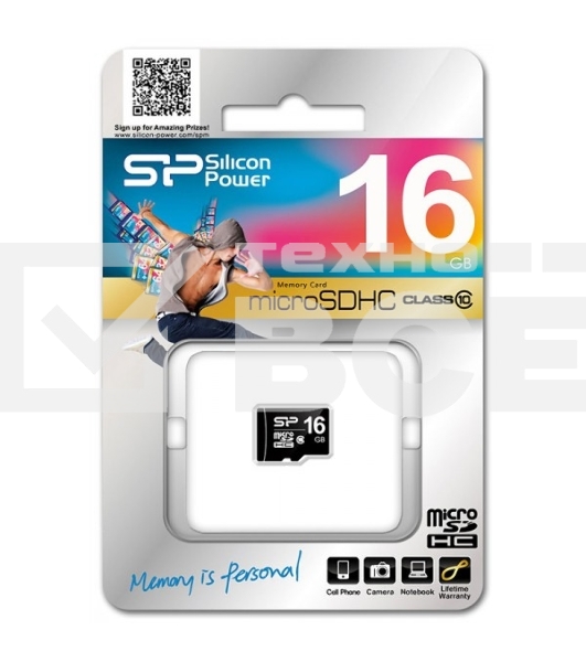 Флеш карта microSD 16Gb Class10 Silicon Power SP016GBSTH010V10 