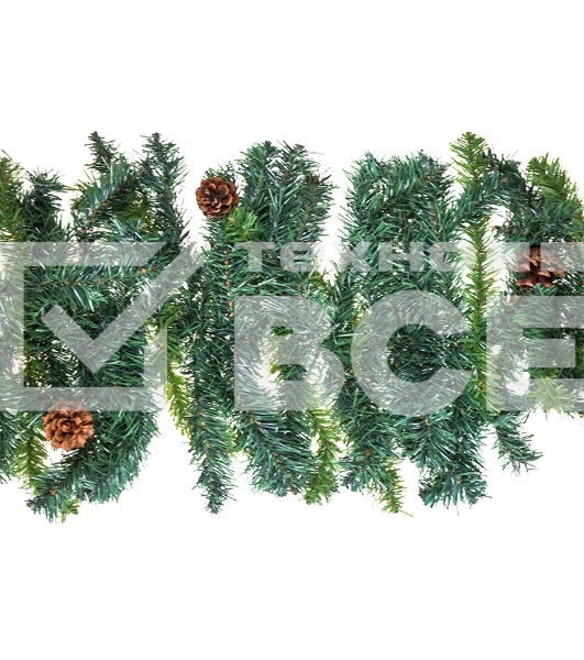 Еловый шлейф 2,7 м  с шишками, объем 36 см
