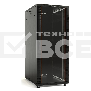 Шкаф напольный Hyperline TTB-4268-AS-RAL9004 19-дюймовый, 42U, 2055x 600х 800 мм (ВхШхГ), передняя стеклянная дверь со стальными перфорированными боковинами, задняя дверь сплошная, ручка с замком