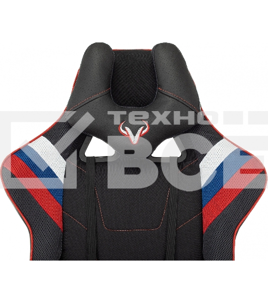 Кресло игровое Бюрократ VIKING 4 AERO RUS белый/синий/красный/черный, искусст. кожа/ткань, две подушки