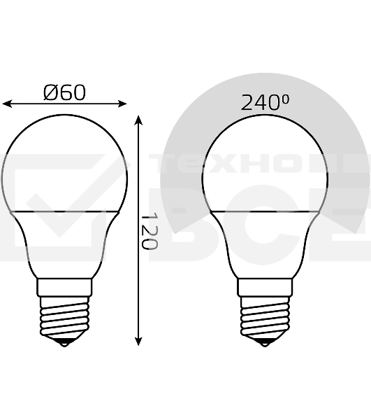 Лампа светодиодная LED A60 E27 10Вт 2700К/4100К CTC Gauss 102502110-T